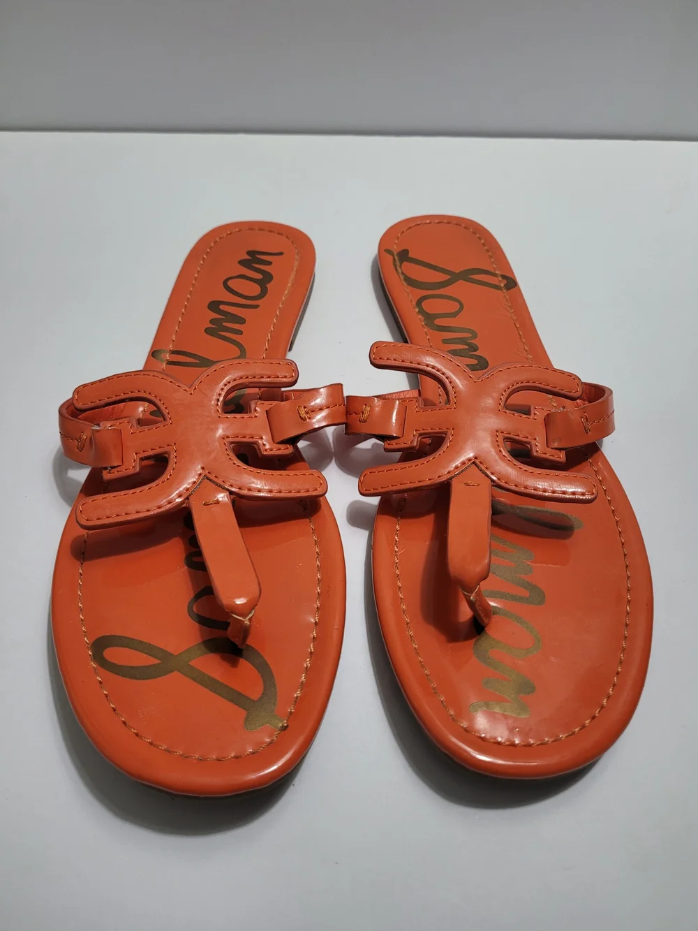 Sam Edelman Carter Bright Orange Flat Thong Sandals